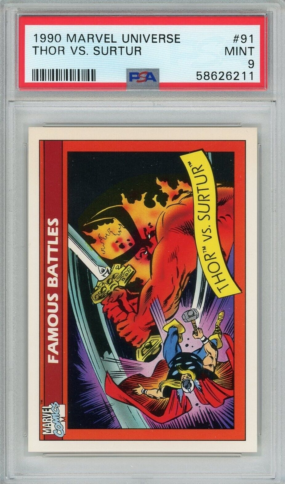 1990 Marvel Universe #91 Thor vs. Surtur PSA 9