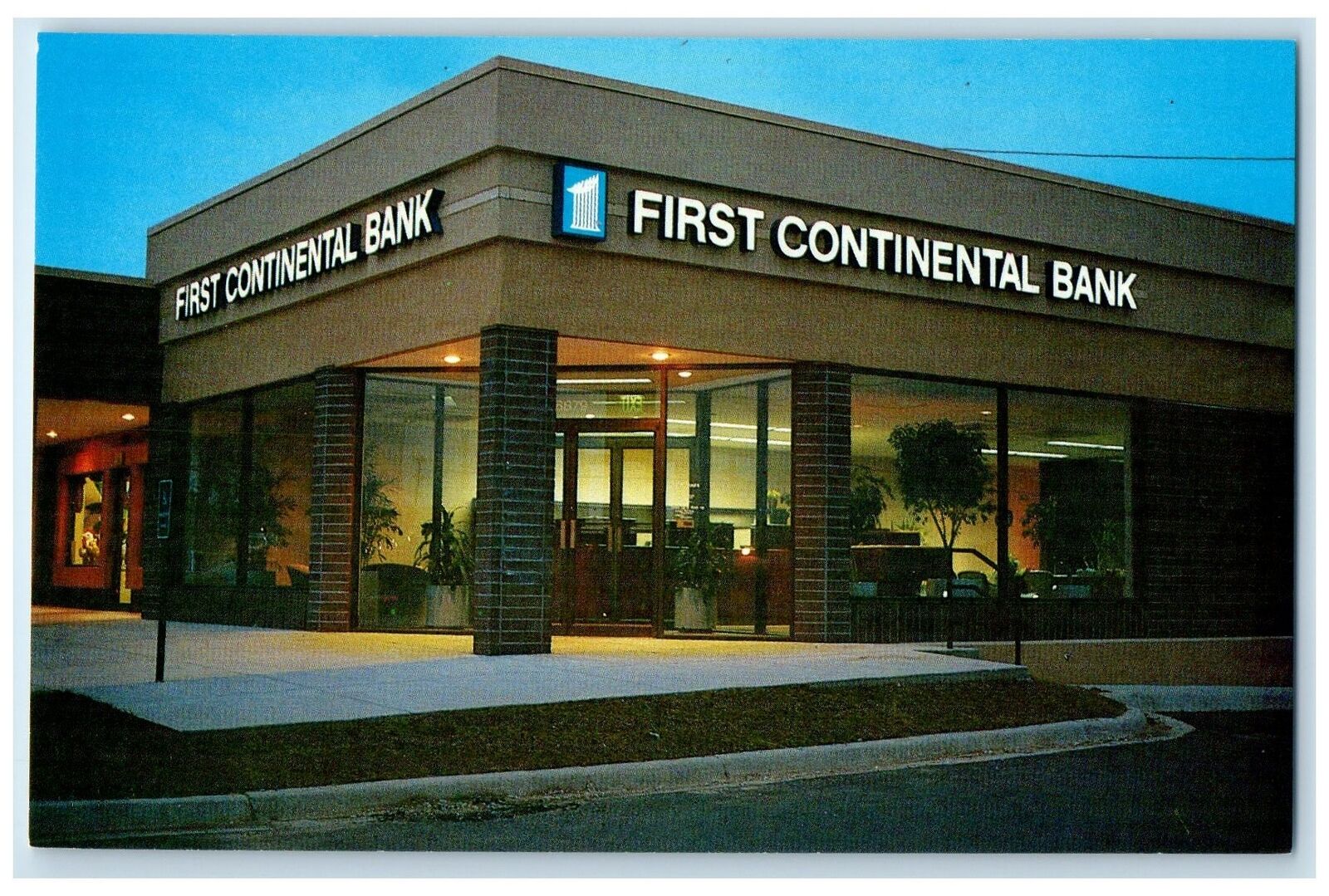 c1960's First Continental Bank And Trust Overland Park Kansas KS Trees Postcard