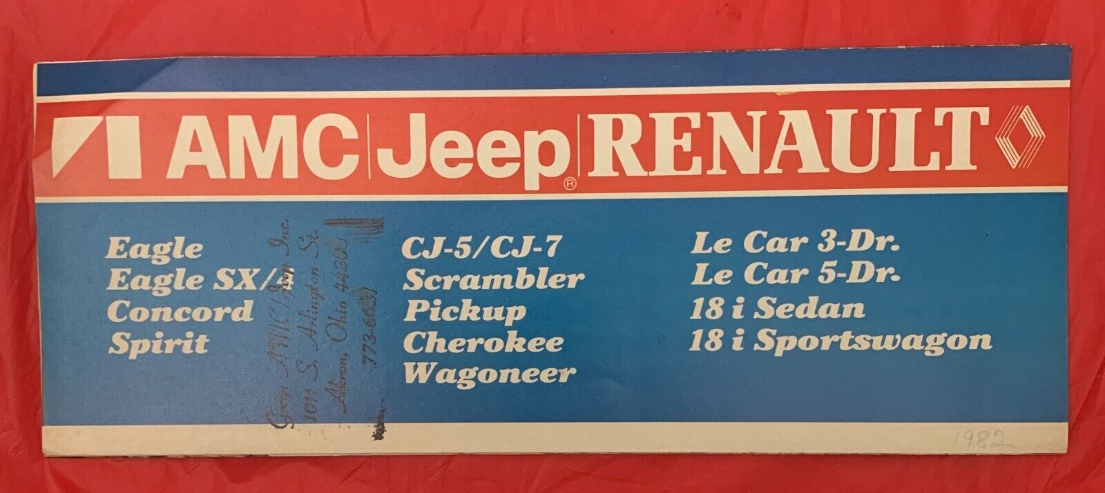 1982 AMC / JEEP / RENAULT - Original Car Dealer Sales Brochure / Catalog