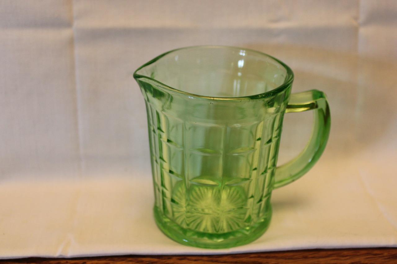 Vintage Green Depression Glass Hazel Atlas Block Creamer