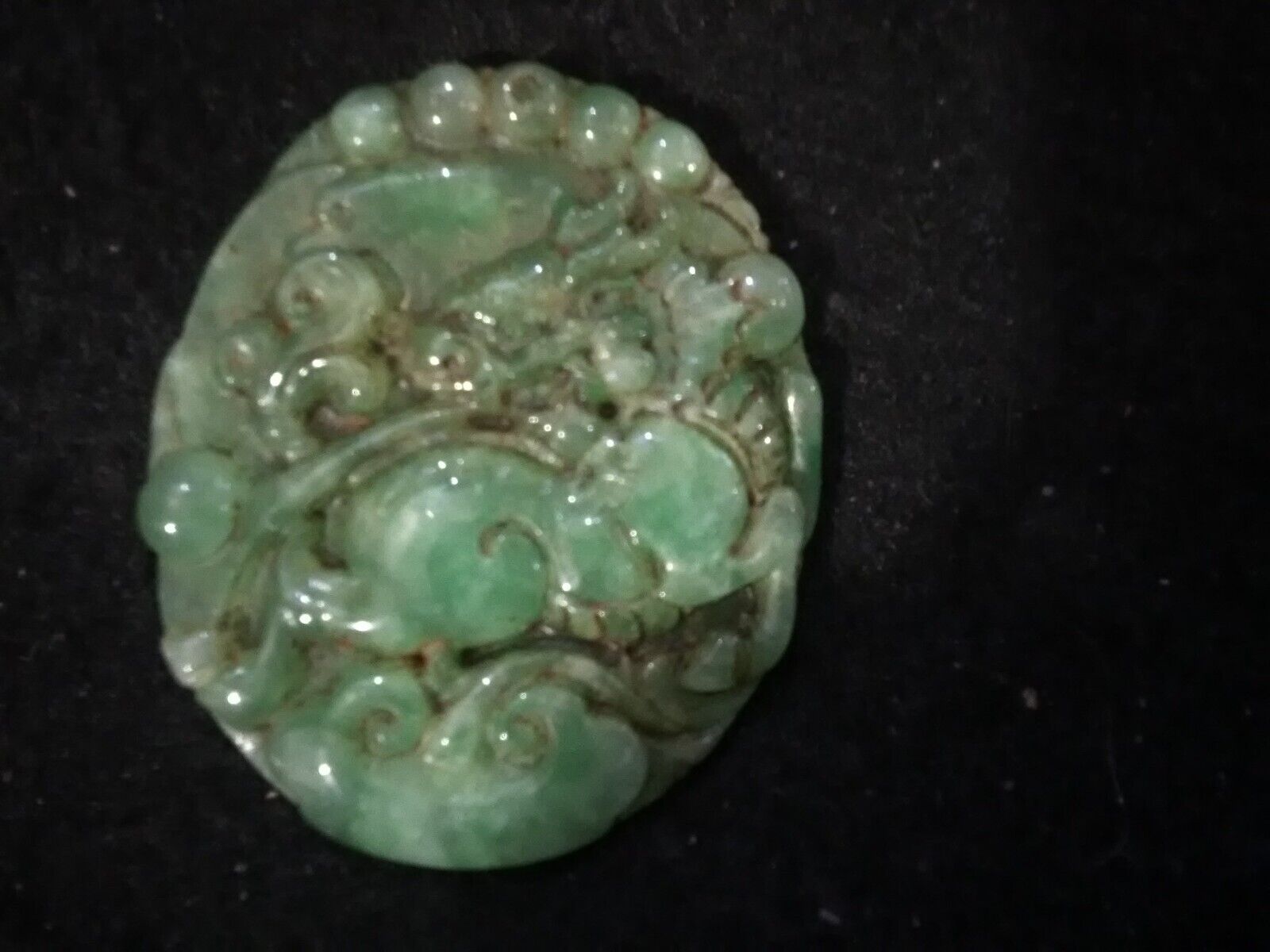 3/17F Ancient Chinese Ming-Qing Jadeite Dragon Amulet 1600-1800 ad