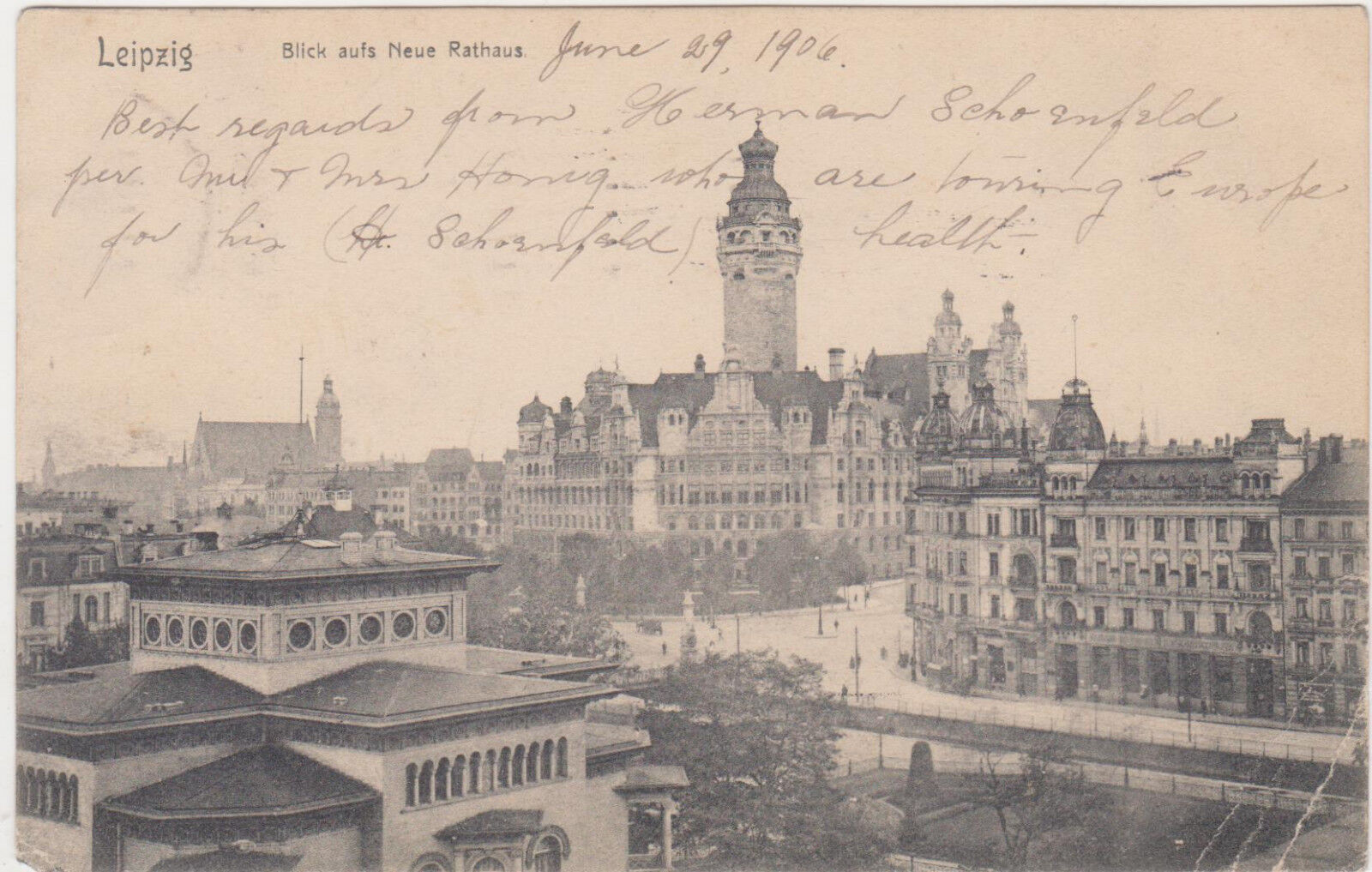 Leipzig,Germany,Blick auf Neue Rathaus,Saxony,Used,1906