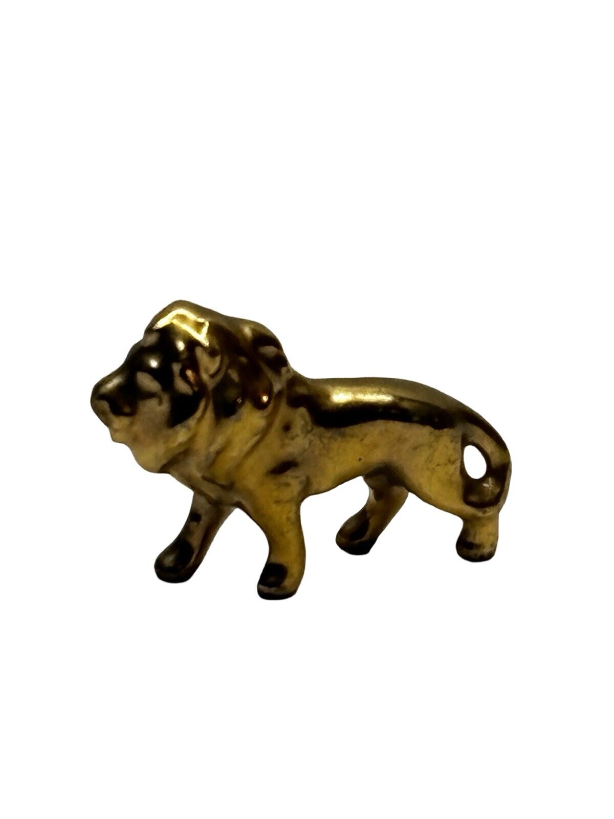 Vintage Brass Lion Sculpture | Gold Toned | 1.75” Inch | Regal Miniature Statue