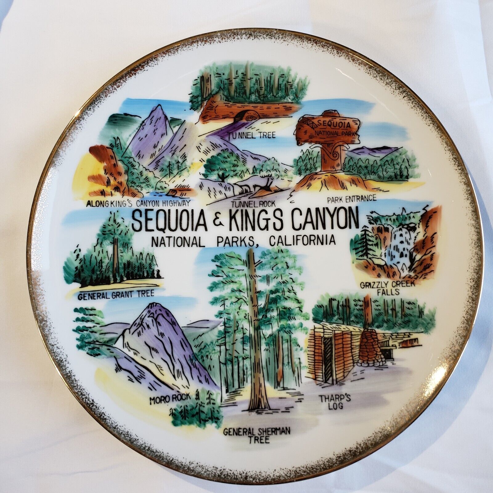 Vintage Sequoia & Kings Canyon Souvenir Plate 10.5 