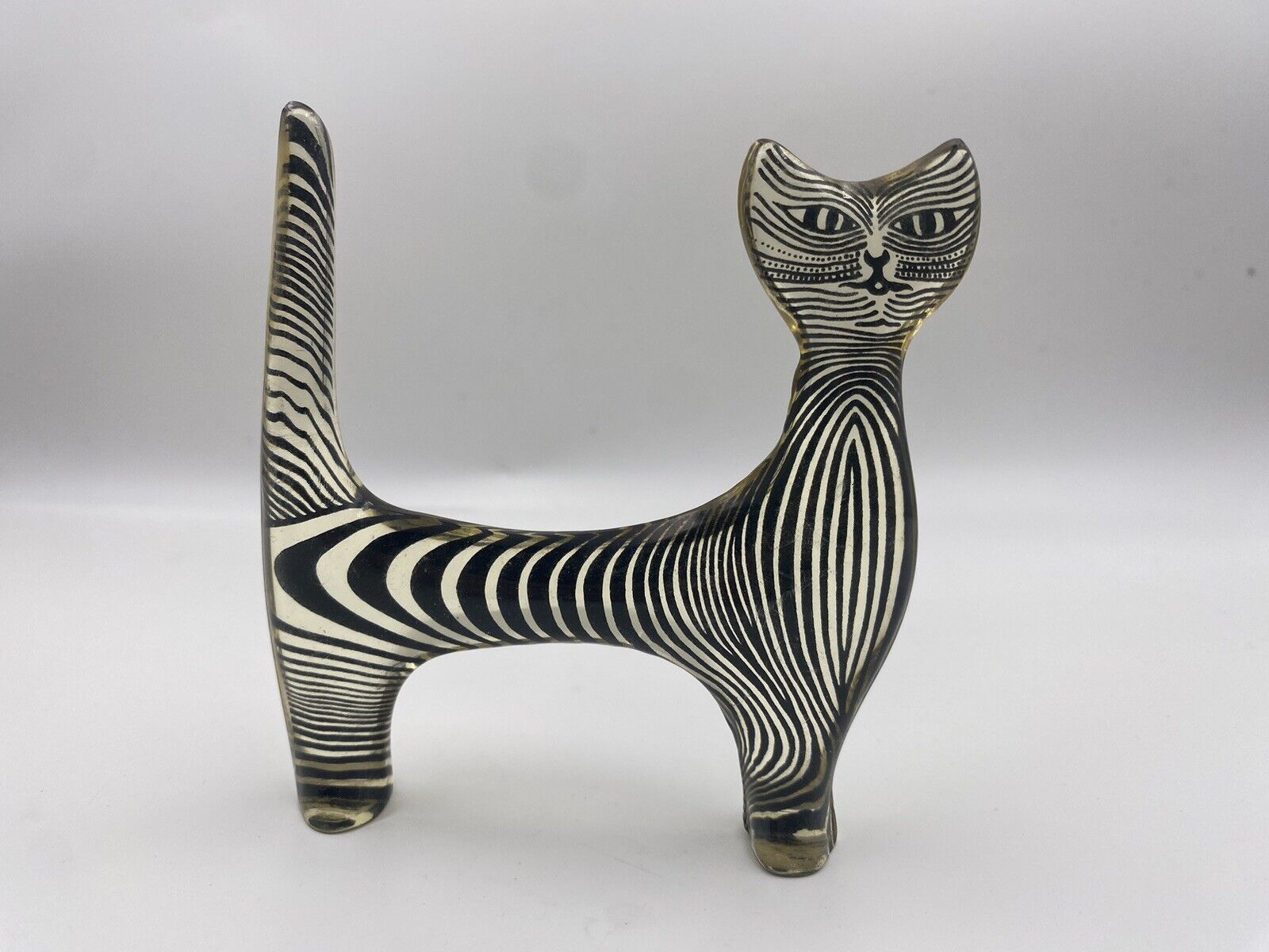Vintage Mid Century Modern  Op Art Abraham Palatnik Standing Lucite Cat