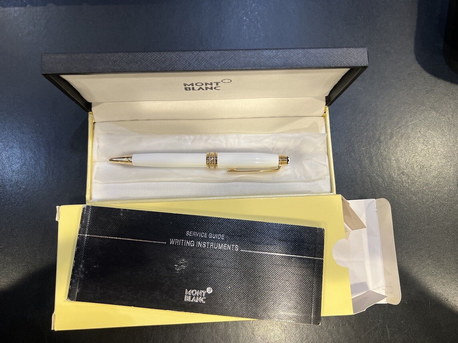 Montblanc meisterstack ,gold white ballpoint pen With Box Serial No  666858