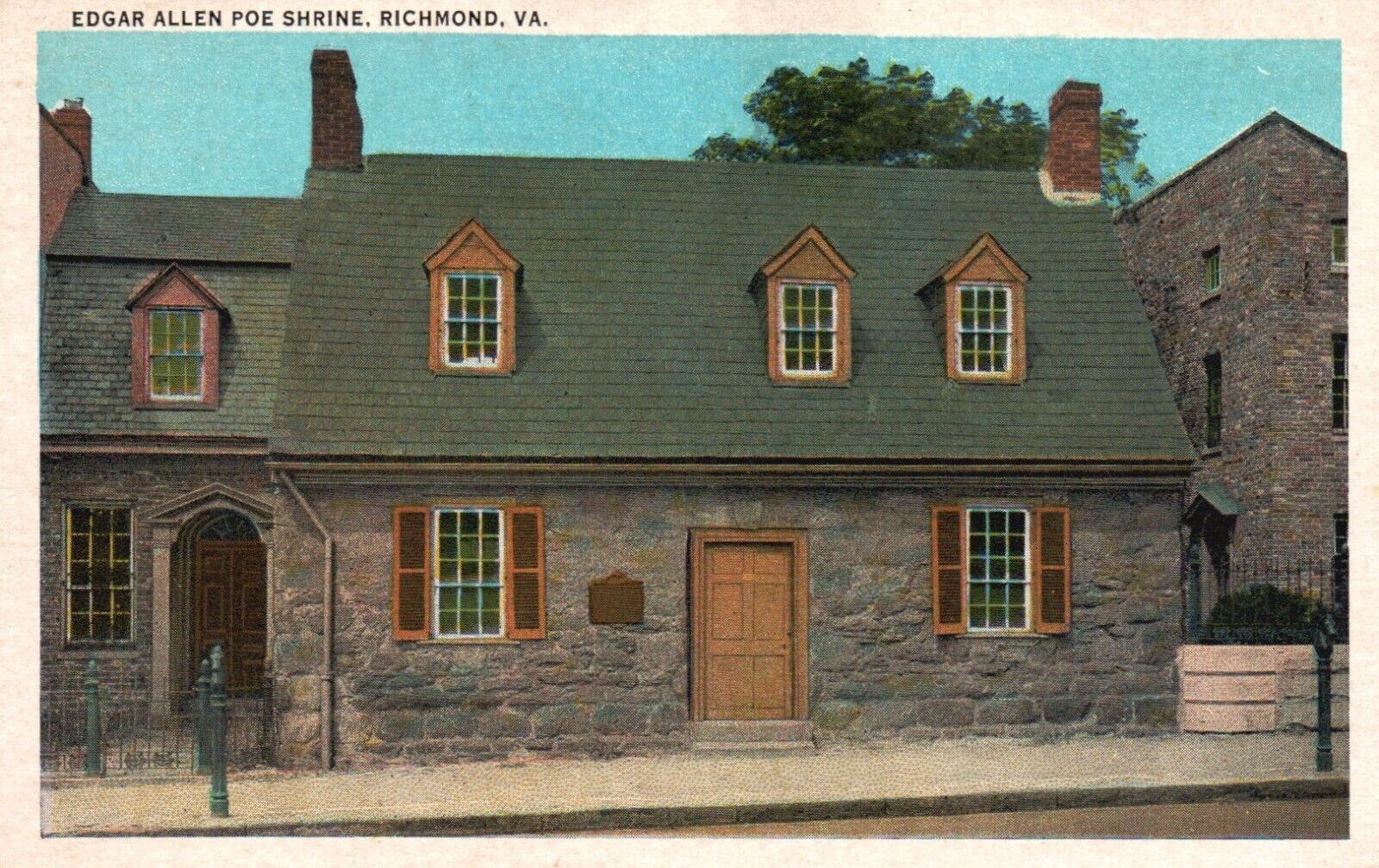 Postcard VA Richmond Edgar Allen Poe Shrine White Border Vintage PC H9472