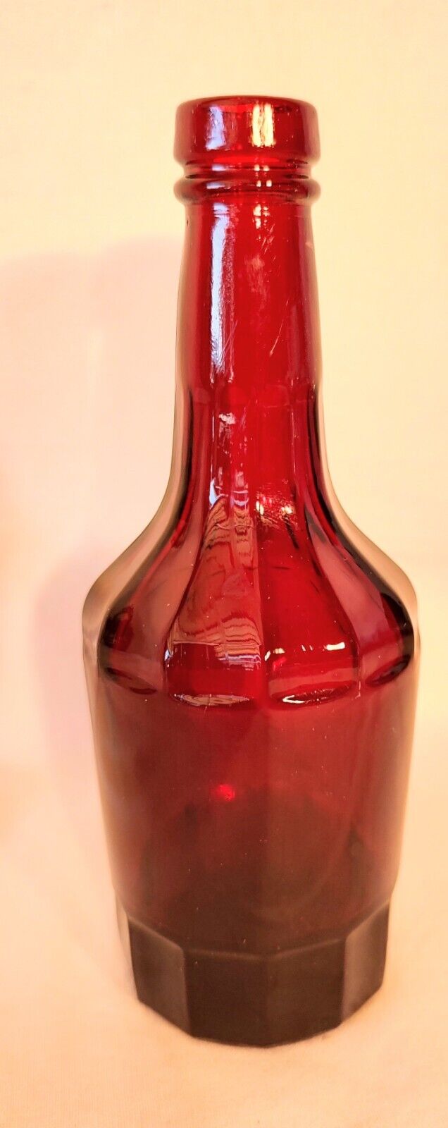 Vtg Wheaton Glass Co. Millville NJ Ruby Red OctagonalSided Glass Bottle 6\