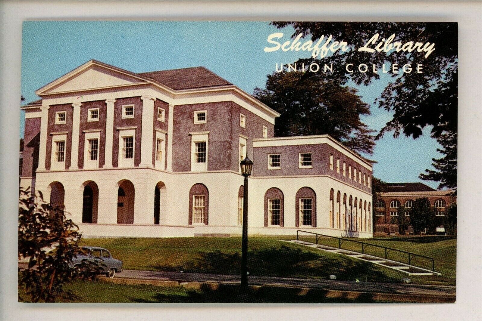 New York NY postcard Schenectady, Union College Schaffer Library chrome 