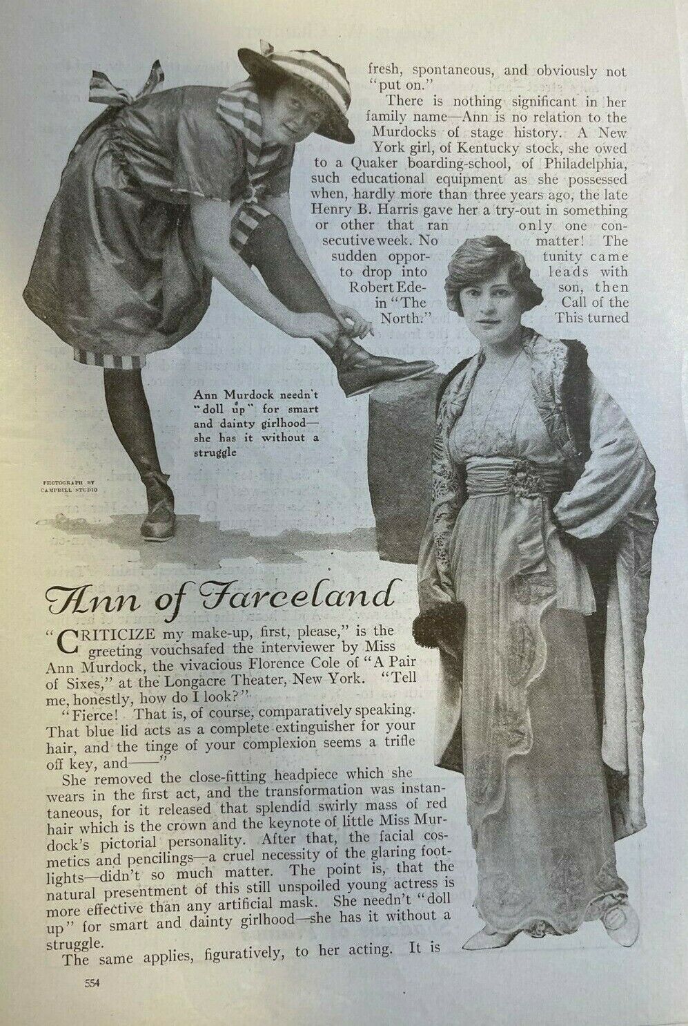 1914 Actress Ann Murdock illustrated