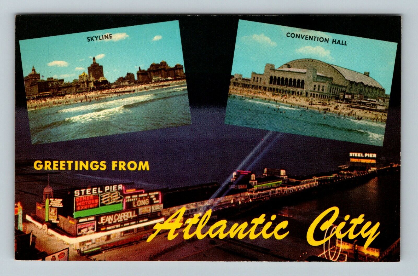 Atlantic City NJ-New Jersey, General Greeting, Large Letters, Vintage Postcard