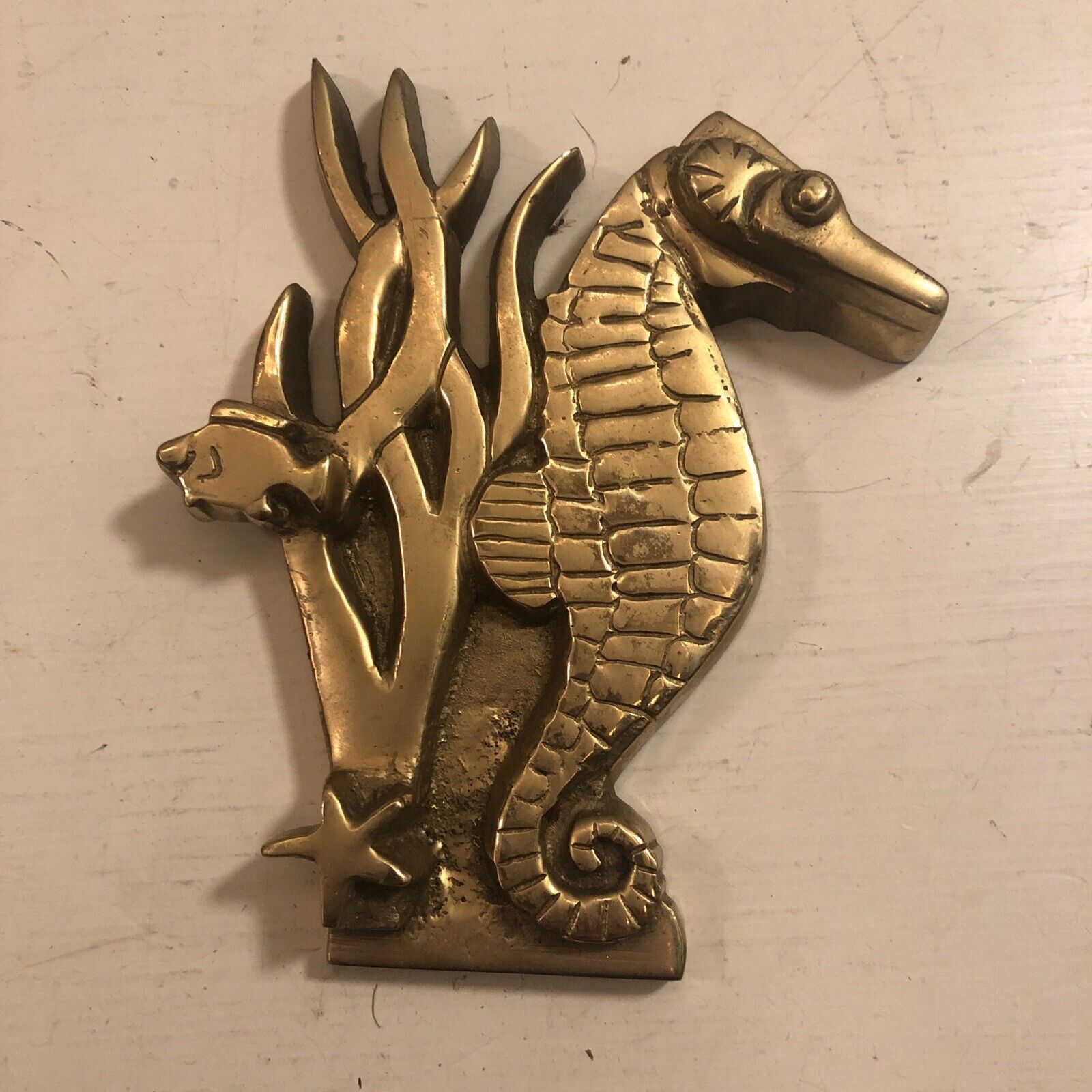 Solid Brass Seahorse Fish Starfish Paperweight
