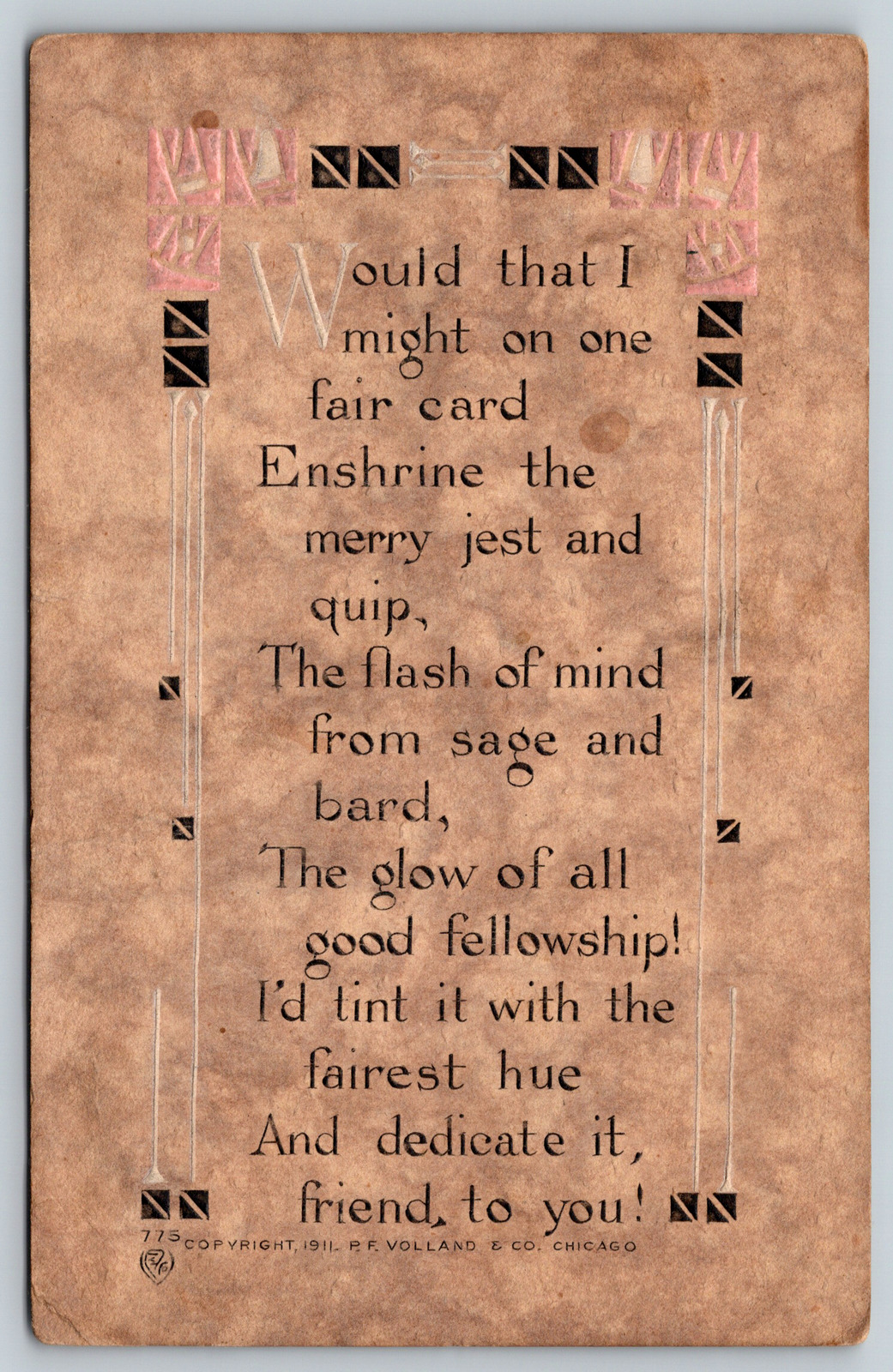 c1910s To a Friend Poem Poetry Antique Valentine Vintage Postcard