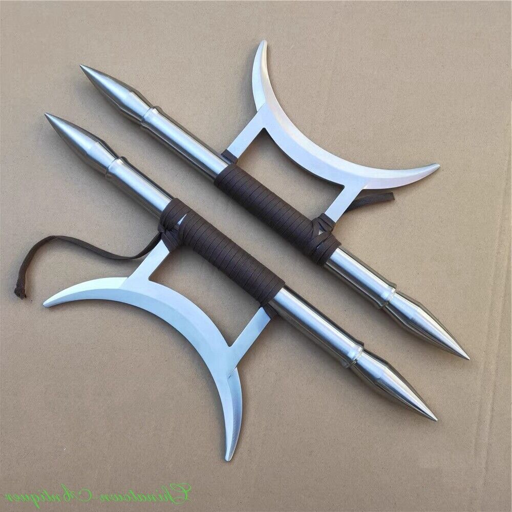 Chinese Deer Horn Knife Sword Double Ye-tomahawk Ziwu Yuanyang Tomahawk 跨虎欄#1433