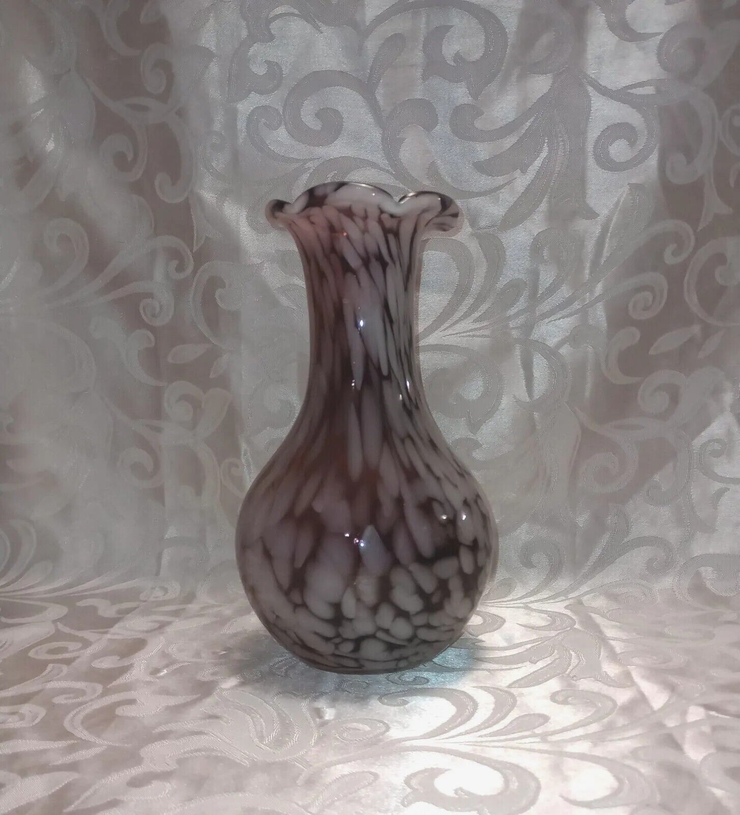 Beautiful Purple With White 8 Inch Tall Vase