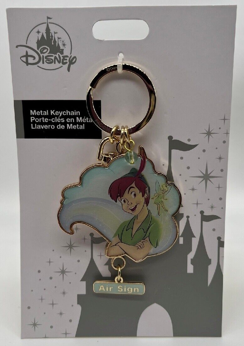 Disney Zodiac Air Sign Astrology Keychain Peter Pan Tinkerbell - NEW