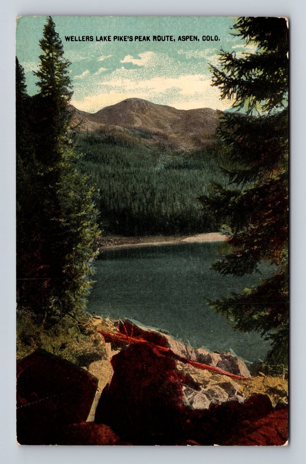 Aspen CO-Colorado, Wellers Lake Pike's Peak Route, Antique Vintage Postcard