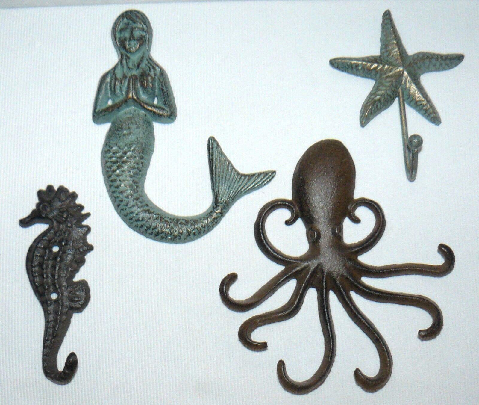 Bronze Wall Sculptures Mermaid Octopus Seahorse Starfish 4