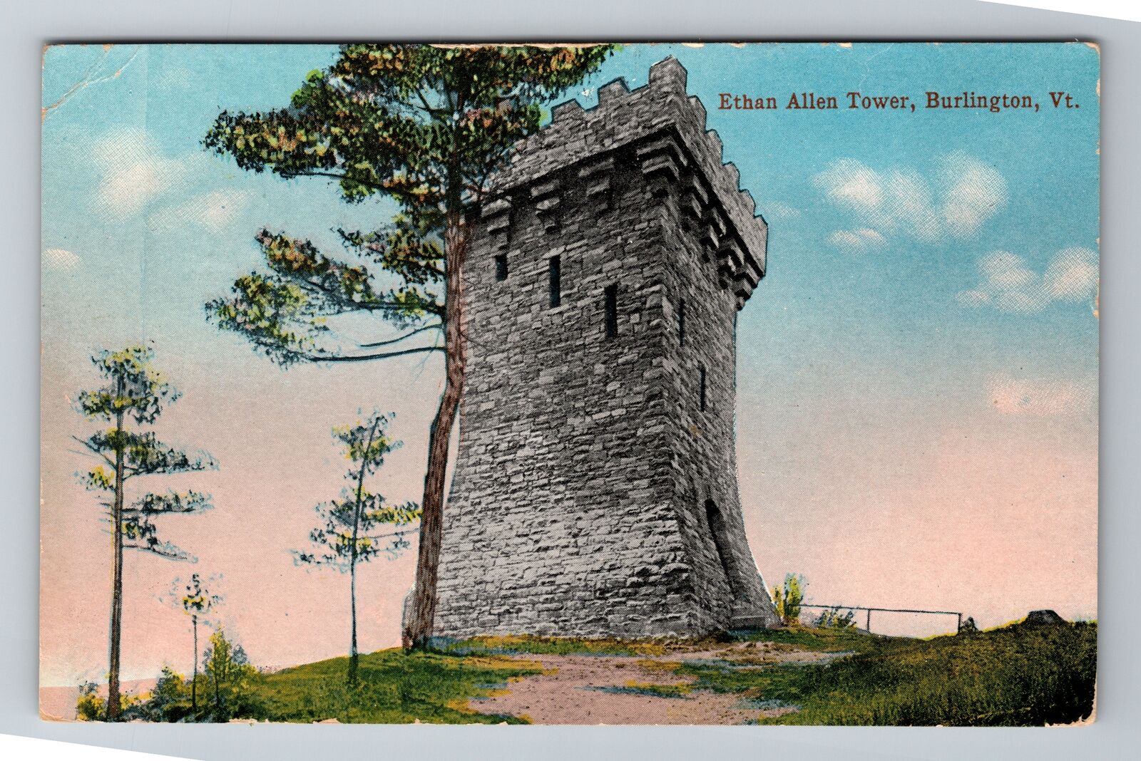 Burlington VT-Vermont, Ethan Allen Tower, Antique, Vintage c1915 Postcard