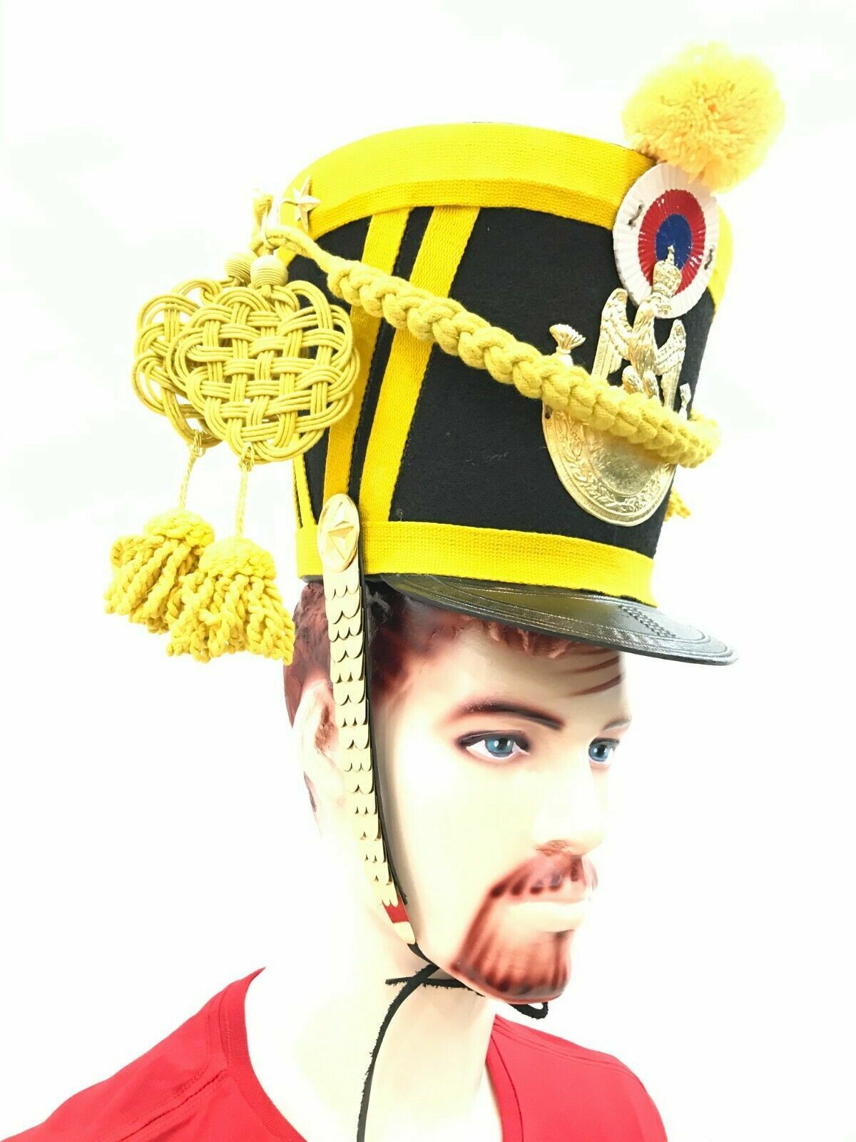 New French Napoleonic Yellow Shako Helmet+Pompom+Cordon+Star Hook