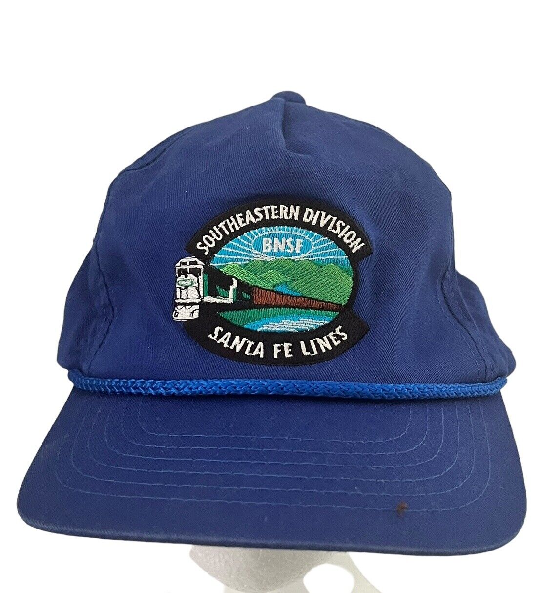 BNSF Railway Hat Embroidered  Burlington Northern Santa Fe Cord Blue Snapback