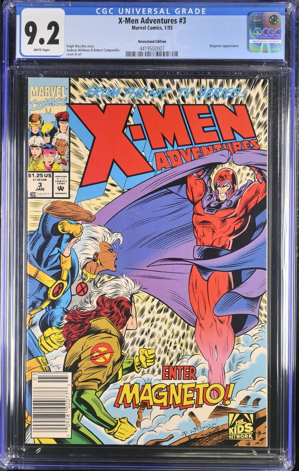 X-Men Adventures #3 Newsstand Edition CGC 9.2
