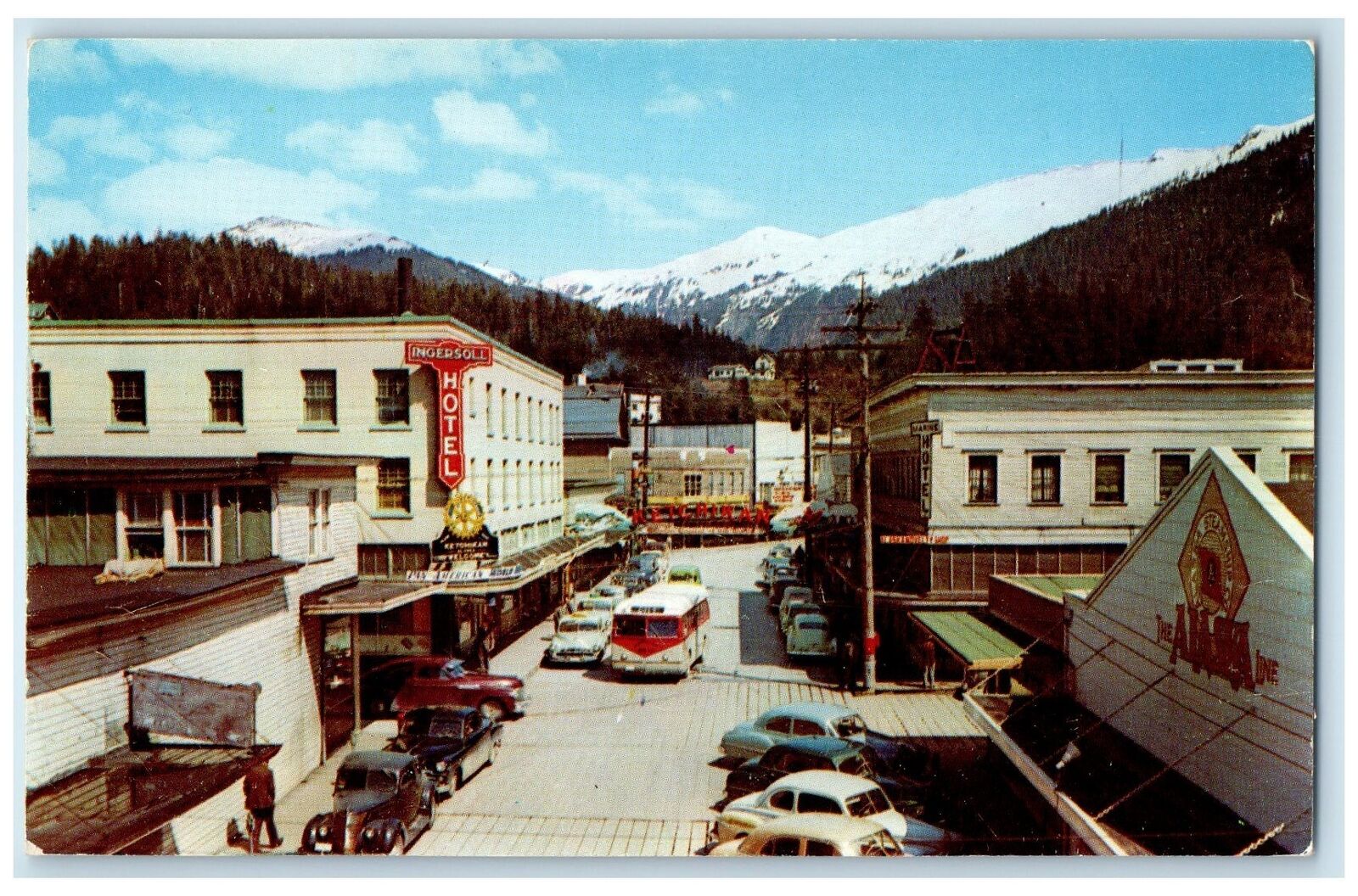 c1960s Looking Along The Main Street Of Salmon Capital Ketchikan Alaska Postcard