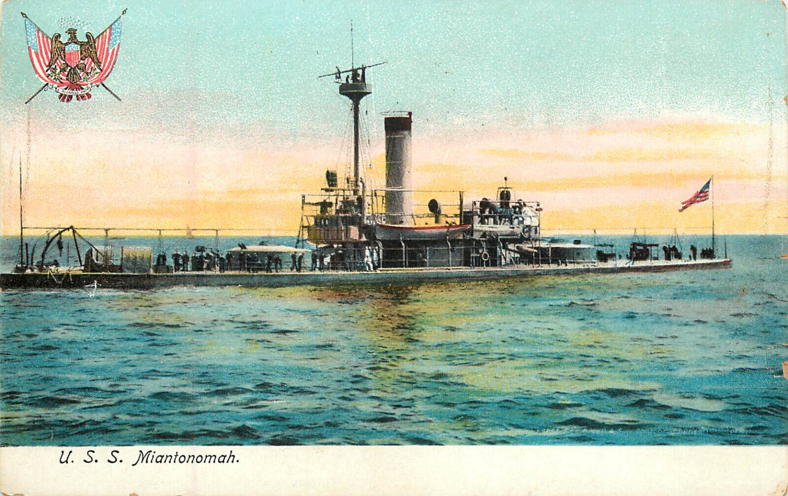 Pre WWI Postcard U.S. Navy Miantonomah BM-5 Monitor of the Amphitrite class