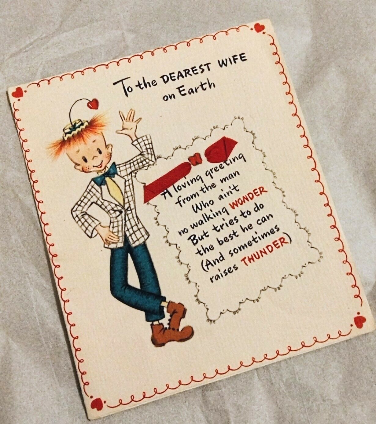 FUNNY Vintage 1947 Hallmark Hank Valentine\'s Day Card From husband to Wife