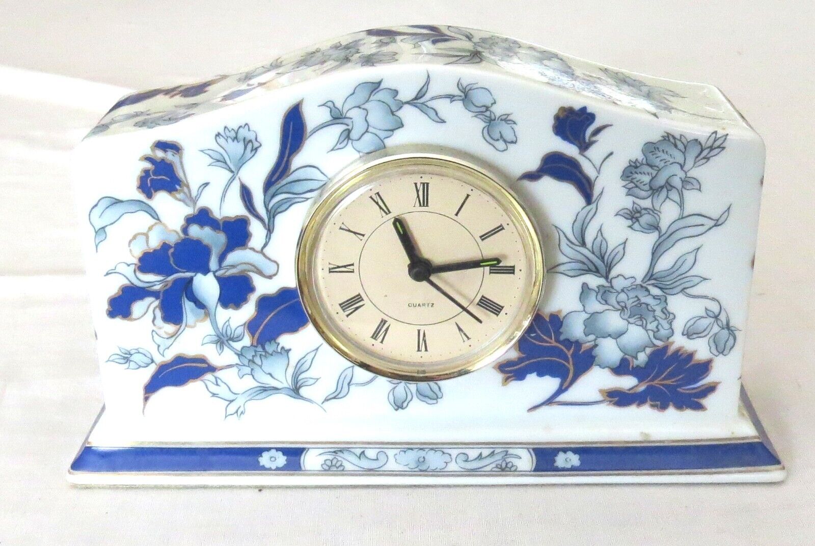 Italix Ceramic Floral Clock Limited Edition 2.25 by 4.5 by 7.75 inches.