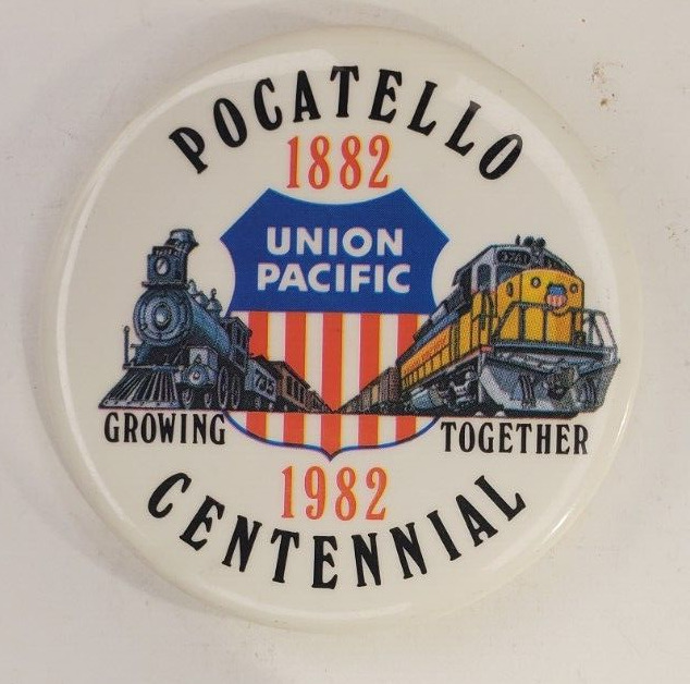 Vintage 1982 Union Pacific Pocatello Centennial Pinback Button  Growing Together