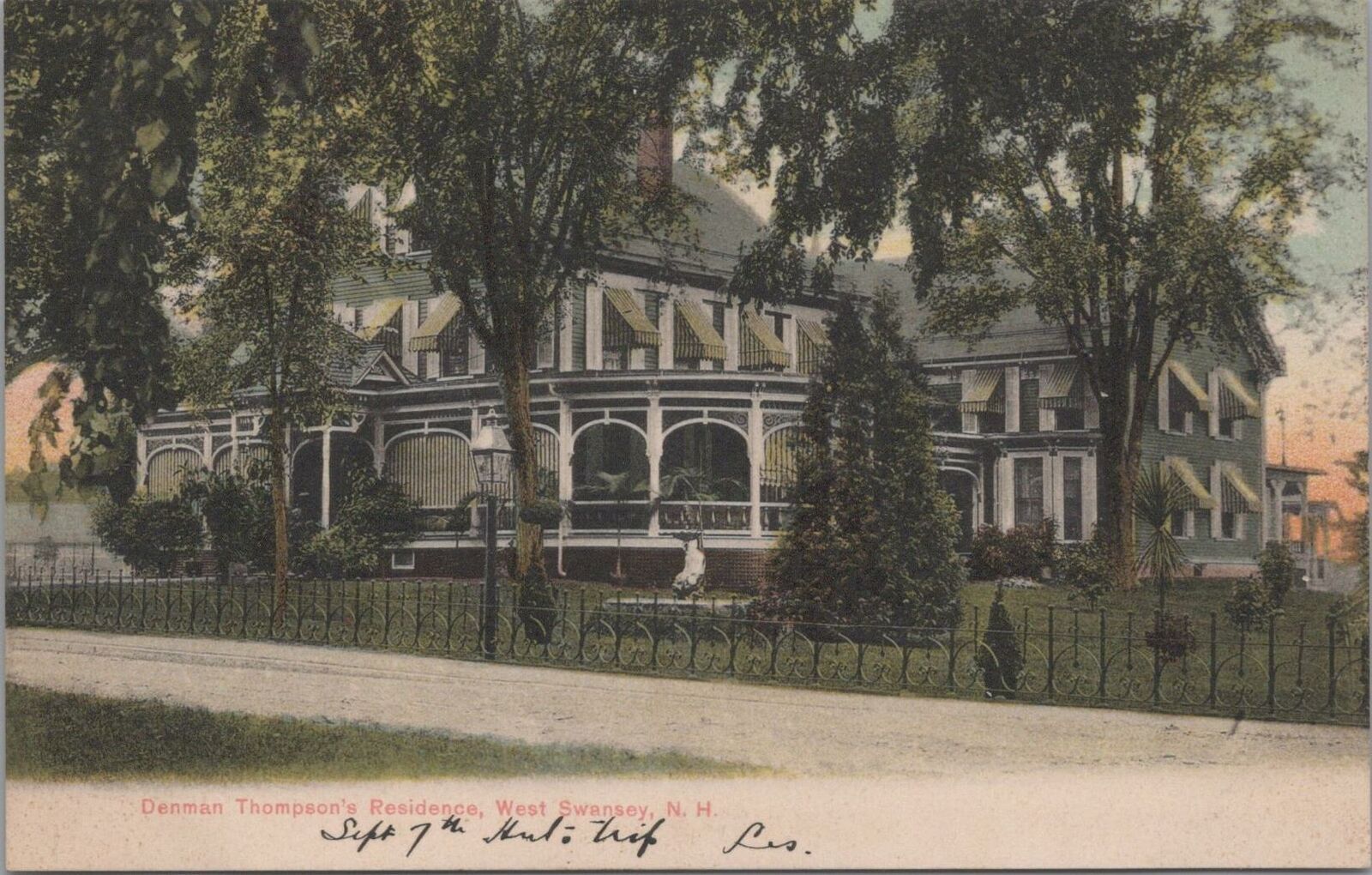 Postcard Denman Thompson\'s Residence West Swansey NH 