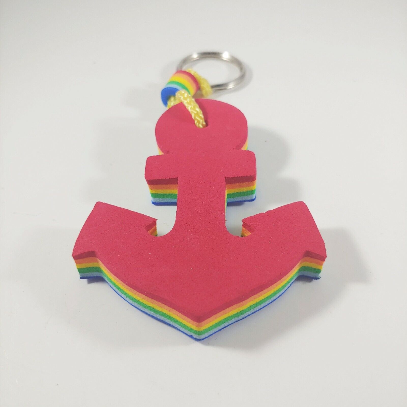 Foam Rainbow Anchor Colorful Nautical Keychain Key Ring