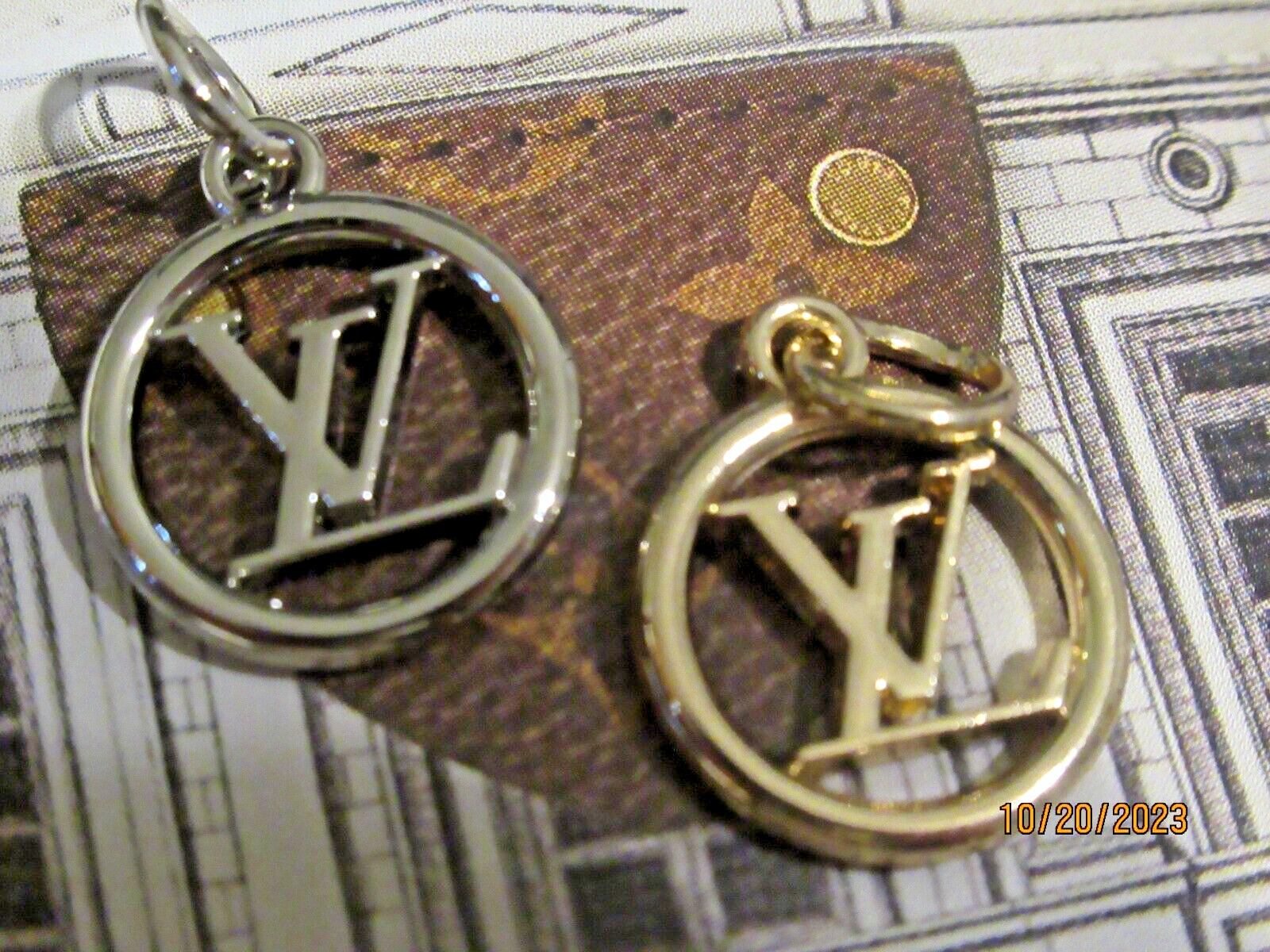LV LOUIS VUITTON  ZIP PULL  CHARM 18X15MM gold, silver  tone, THIS IS FOR 2