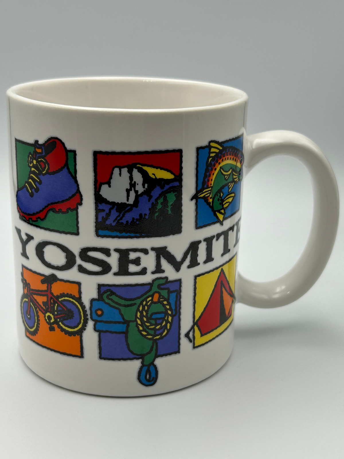 Vintage - 1980s Yosemite Park White Porcelain Mug - Made In USA