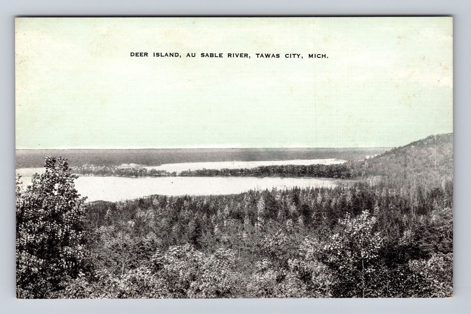 Tawas City MI-Michigan, Deer Island, Au Sable River, Antique Vintage Postcard