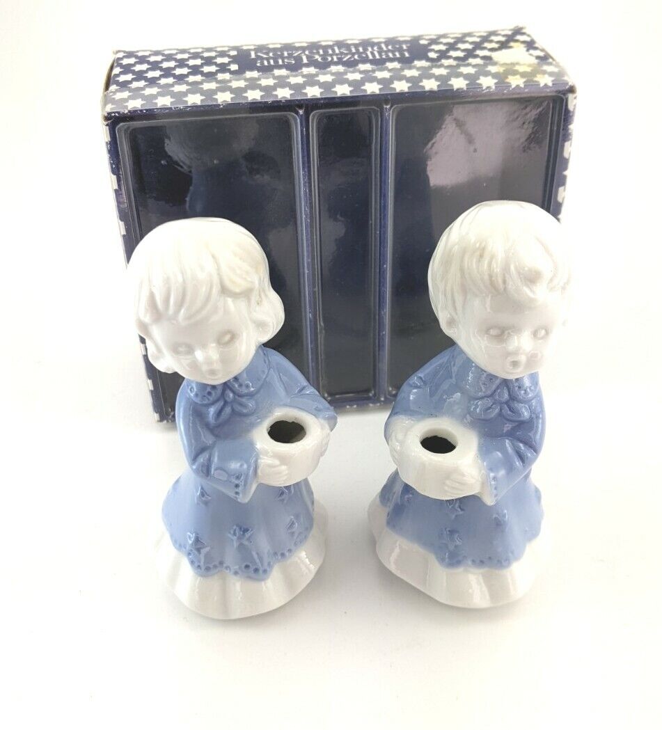 Kerzenkinder Porzellan Vintage Candleholders Porcelain Choir Boy Girl German Box