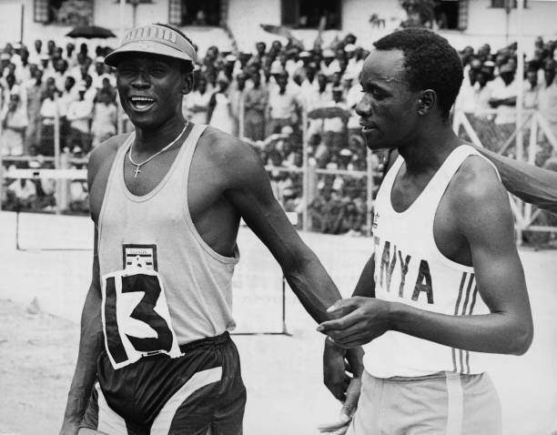 Ugandan hurdler John Akii-Bua Kenyan athlete William Koskei , - 1972 Old Photo