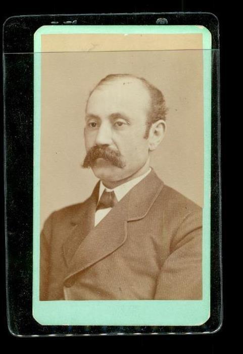 Vintage CDV Photo 19C Man Large Mustache Pinstripe Suit
