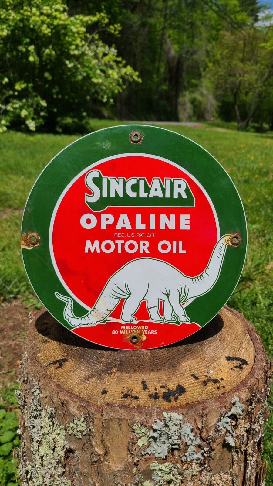 Sinclair Opaline Dino Motor oil vintage gasoline gas pump sign