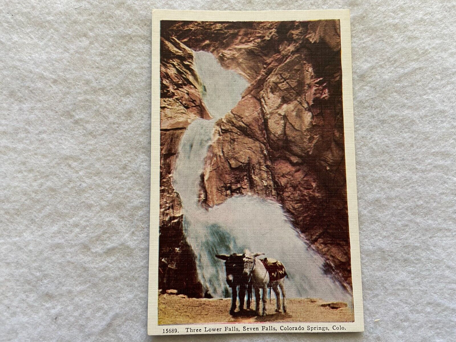 Three Lower Falls, Seven Falls, Colorado Springs, CO. Vintage Postcard