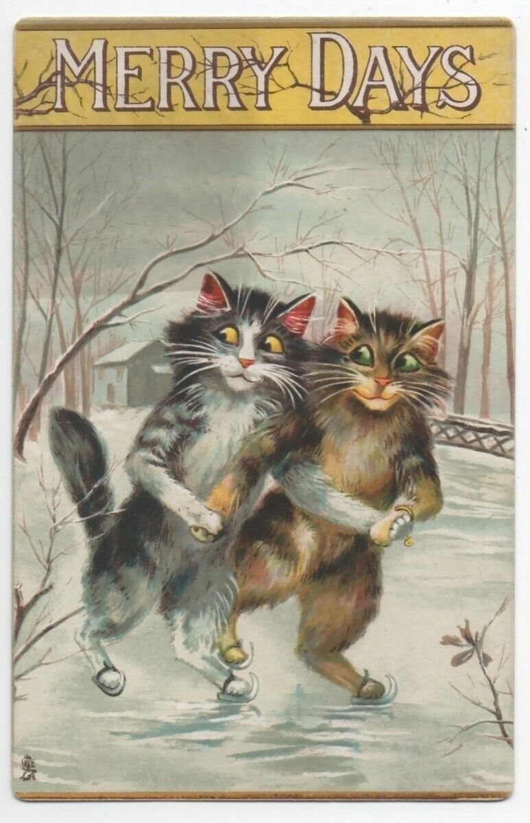 c1910 Tuck Series unsigned Maurice Boulanger Humorous Cats Ice Skating