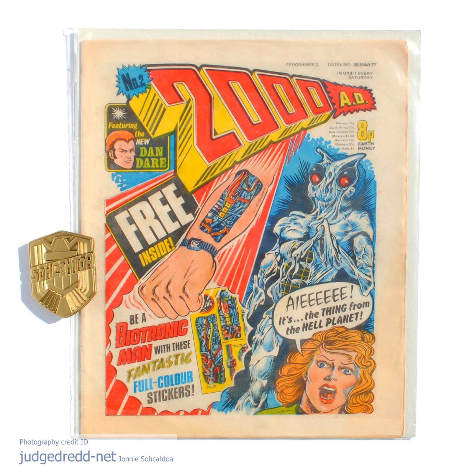 2000AD Prog 2 1st Judge Dredd Comic Issue Dan Dare Art UK 1977 #