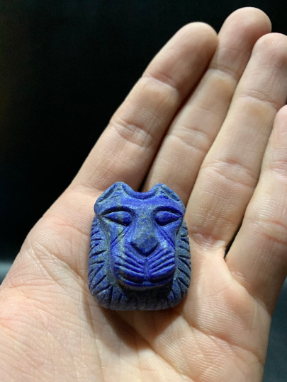 Gorgeous SEKHMET's Head as a lion made from the Unique Real Lapis lazuli