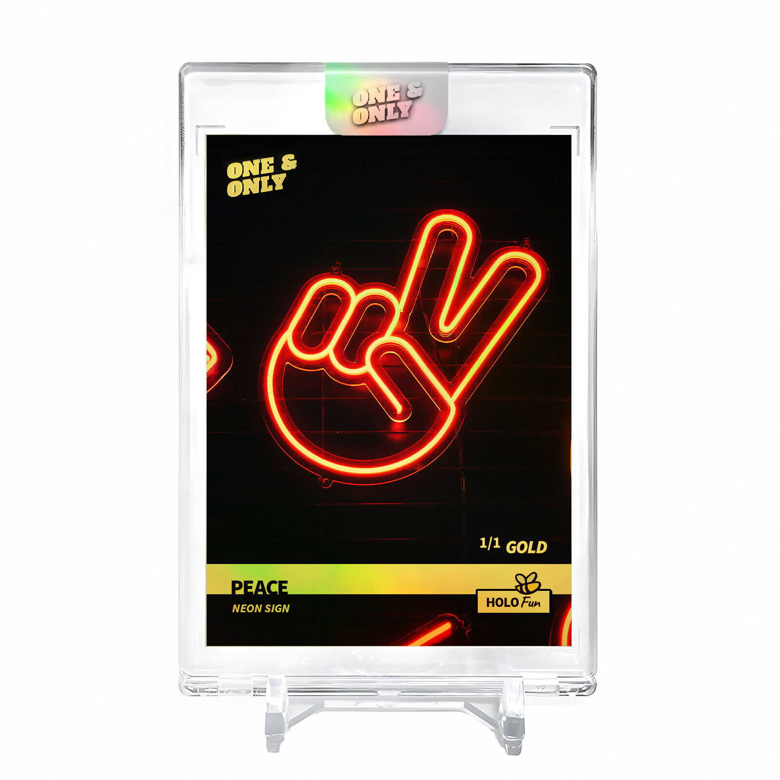 PEACE SIGN Neon Sign Card 2023 GleeBeeCo Holographic #PCNN *GOLD* Encased 1/1
