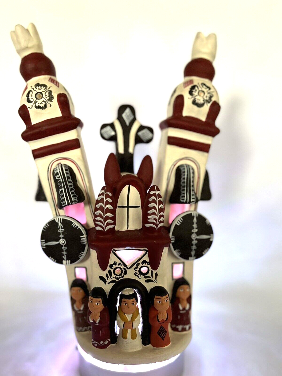 Peruvian Redware Hand Painted Folk Art Mission Cathedral 10.5\
