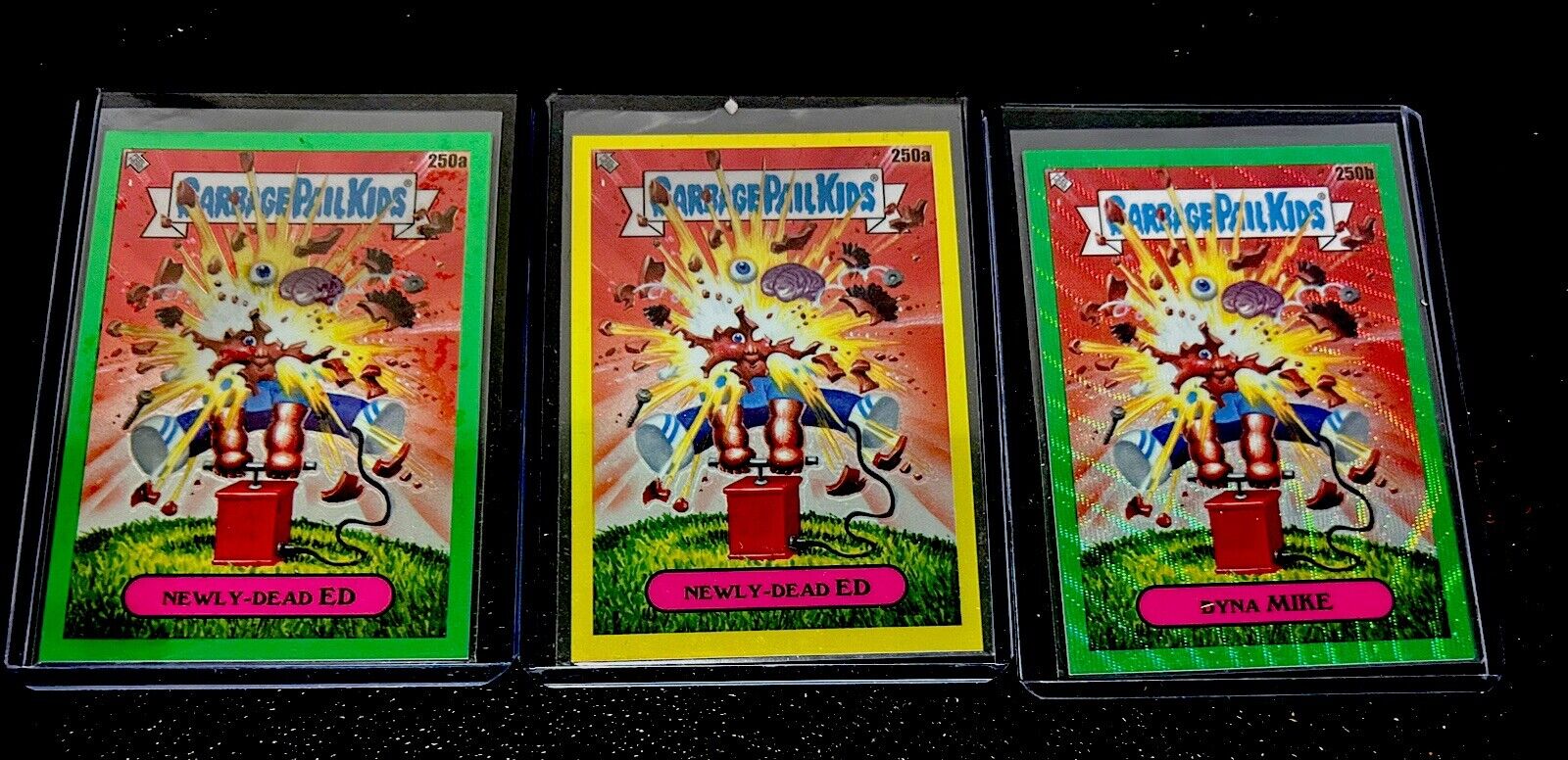 Garbage Pail Kids Chrome 6  Newly-Dead Ed Green/Yellow Wave Dyna Mike Green Wave
