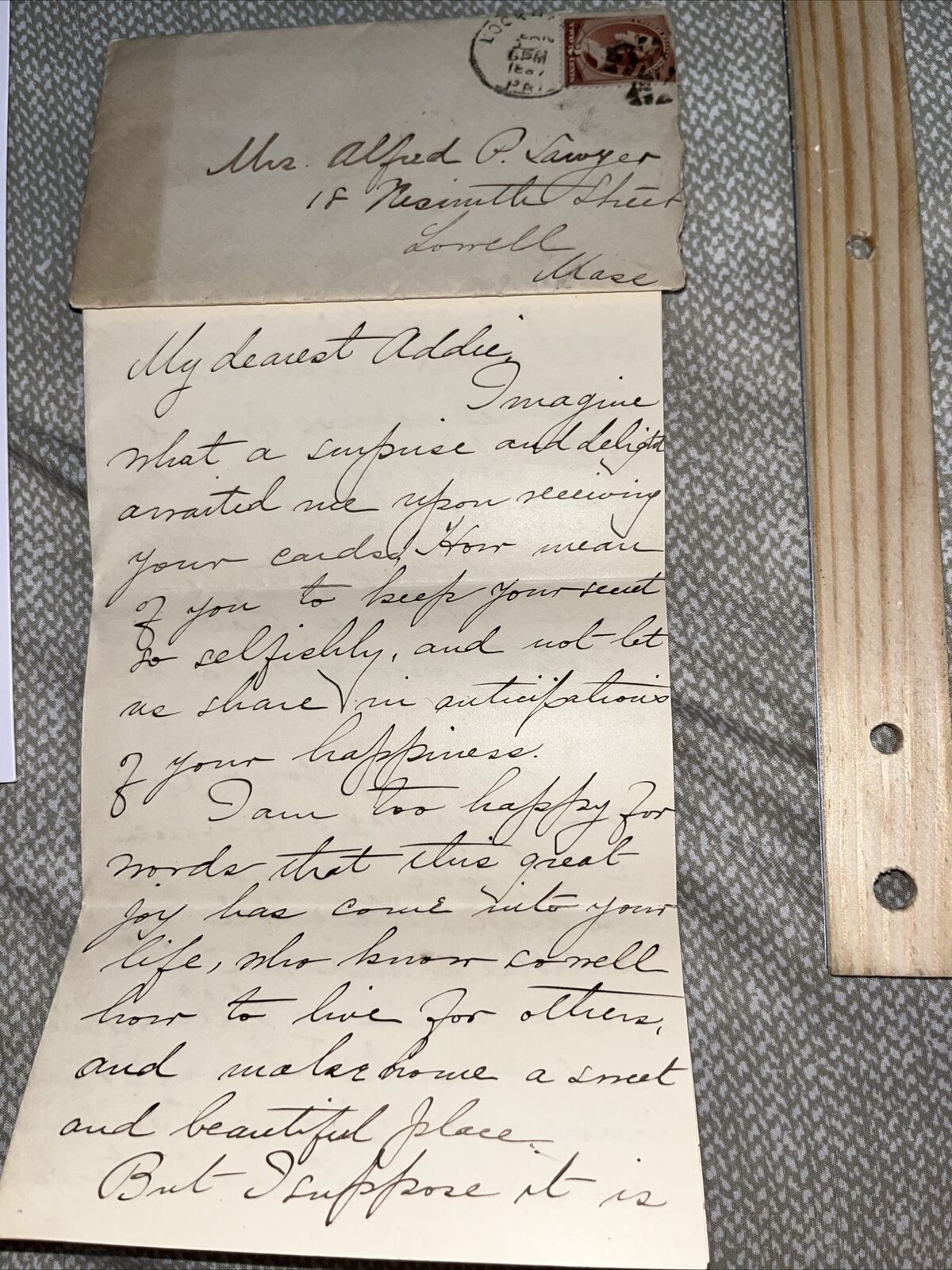 Antique 1800s Letter from PA to Lowell MA: “Don’t get so Exceedingly Married”