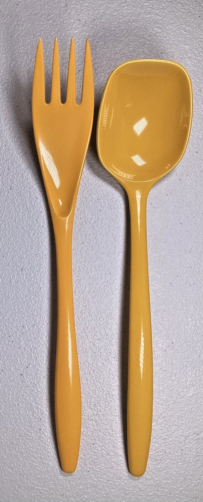 VTG Mepal Melamine Utensils Yellow Fork Spoon Hutzler Denmark Serving Lot of 2