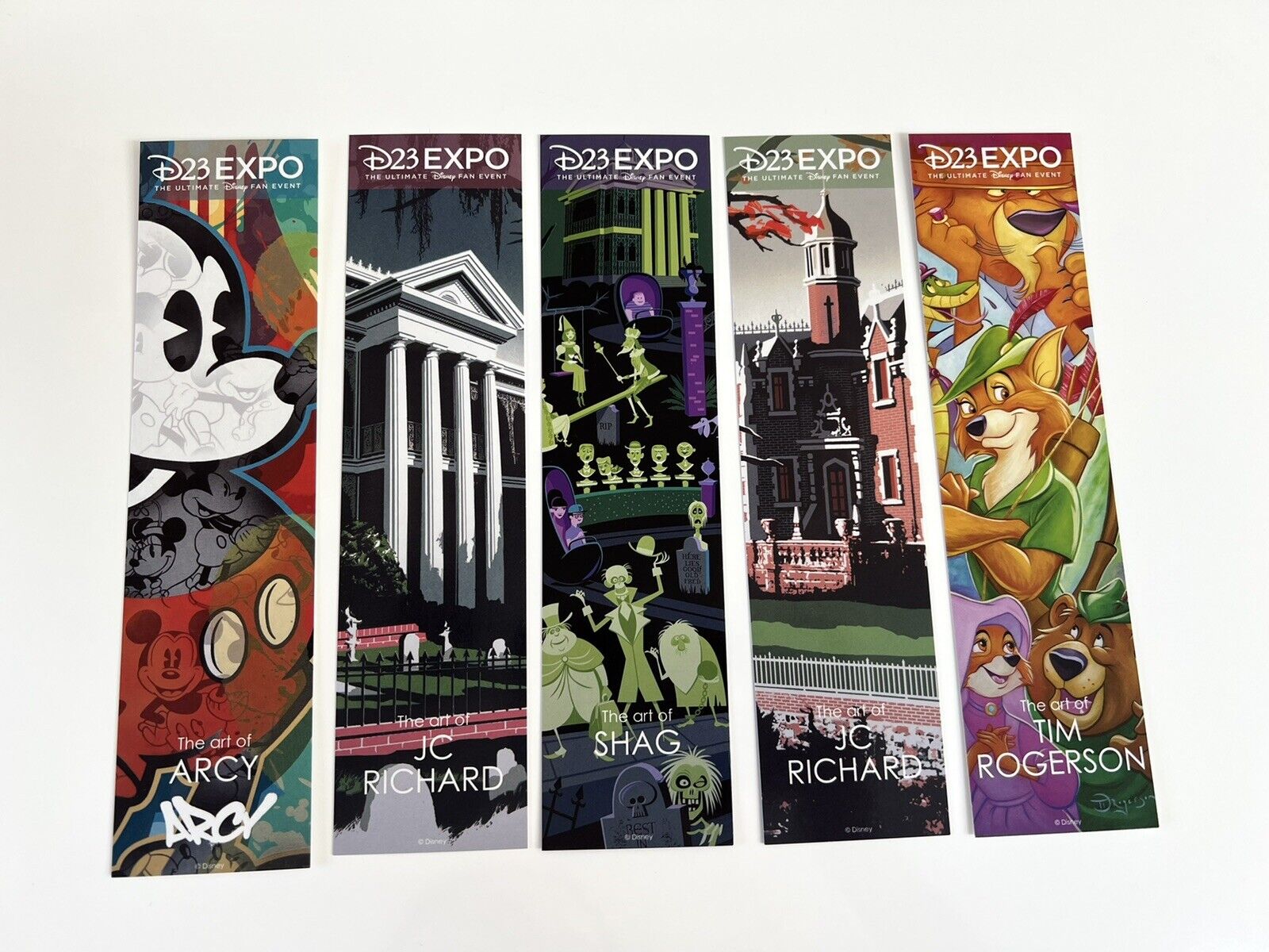 D23 Expo exclusive Artist collectors 5 bookmark sized prints: Shag, Arcy, JC Ric